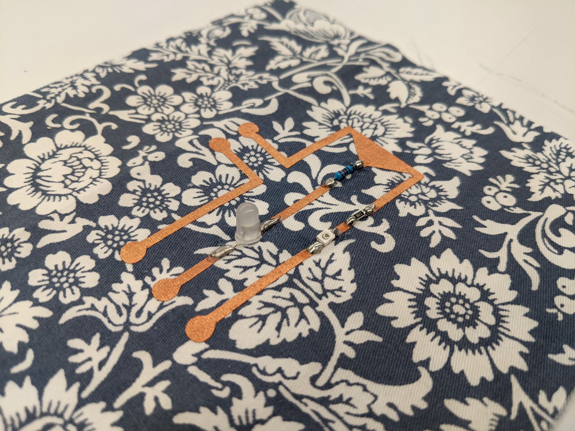 image of copper traces on fabric